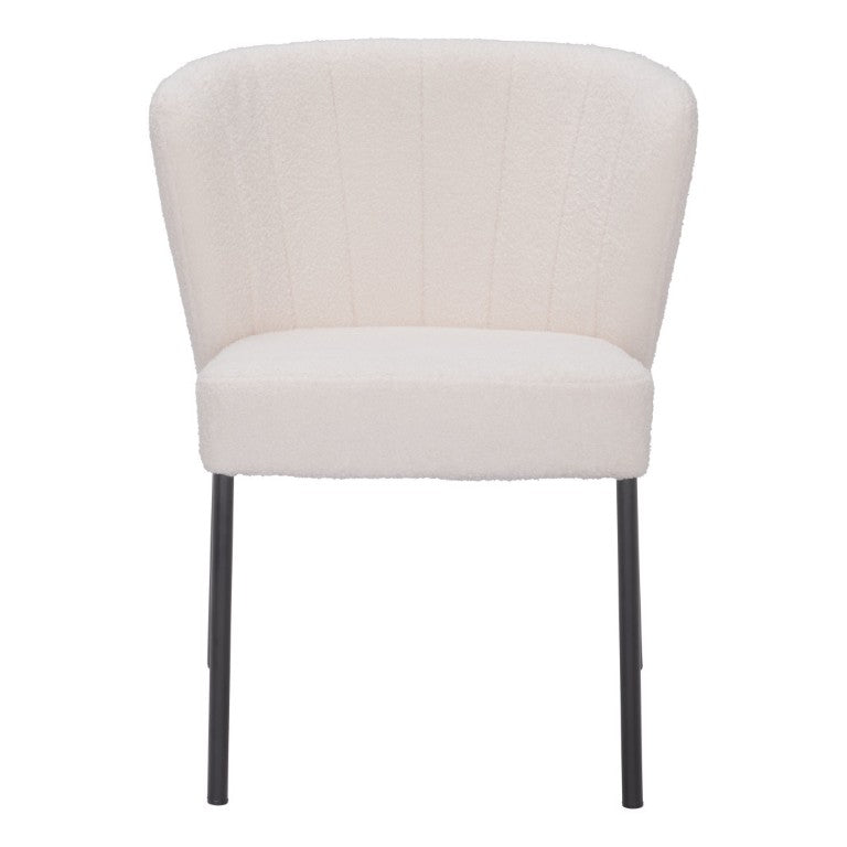 HomeRoots Set of Two Tufted Fabric Dining Chairs with Steel Legs for Modern Rooms 555778