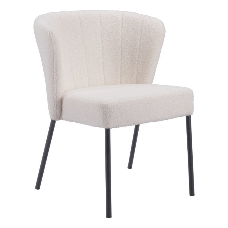 HomeRoots Set of Two Tufted Fabric Dining Chairs with Steel Legs for Modern Rooms 555778