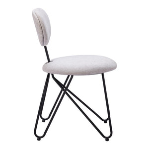 Set of Two Open Back Steel Frame Upholstered Dining Side Chairs for Modern Rooms