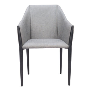 HomeRoots Set of Two Modern Gray and Black Faux Leather Dining Armchairs - Stylish, Comfortable, Versatile Seating 555781