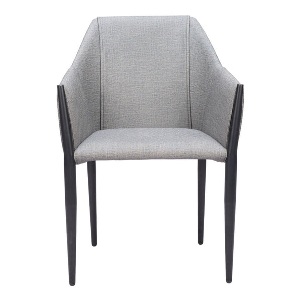 HomeRoots Set of Two Modern Gray and Black Faux Leather Dining Armchairs - Stylish, Comfortable, Versatile Seating 555781