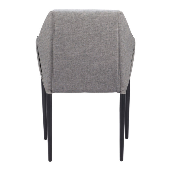 HomeRoots Set of Two Modern Gray and Black Faux Leather Dining Armchairs - Stylish, Comfortable, Versatile Seating 555781