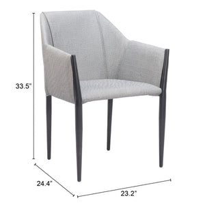 HomeRoots Set of Two Modern Gray and Black Faux Leather Dining Armchairs - Stylish, Comfortable, Versatile Seating 555781