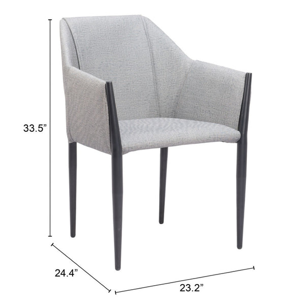 HomeRoots Set of Two Modern Gray and Black Faux Leather Dining Armchairs - Stylish, Comfortable, Versatile Seating 555781