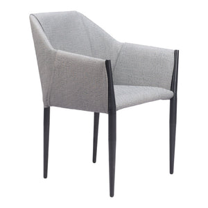 HomeRoots Set of Two Modern Gray and Black Faux Leather Dining Armchairs - Stylish, Comfortable, Versatile Seating 555781