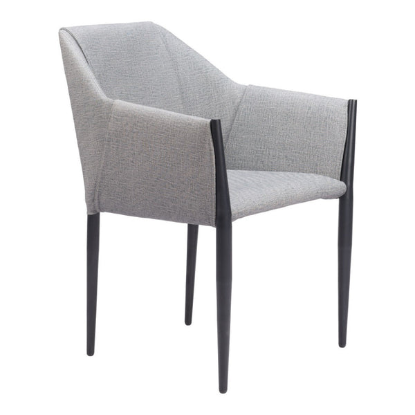 HomeRoots Set of Two Modern Gray and Black Faux Leather Dining Armchairs - Stylish, Comfortable, Versatile Seating 555781
