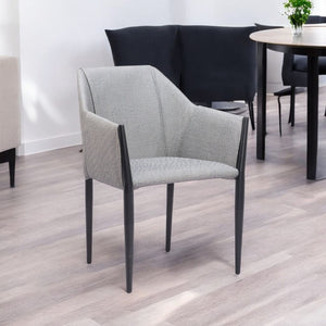 HomeRoots Set of Two Modern Gray and Black Faux Leather Dining Armchairs - Stylish, Comfortable, Versatile Seating 555781