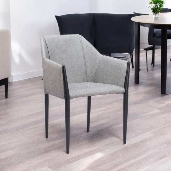 HomeRoots Set of Two Modern Gray and Black Faux Leather Dining Armchairs - Stylish, Comfortable, Versatile Seating 555781