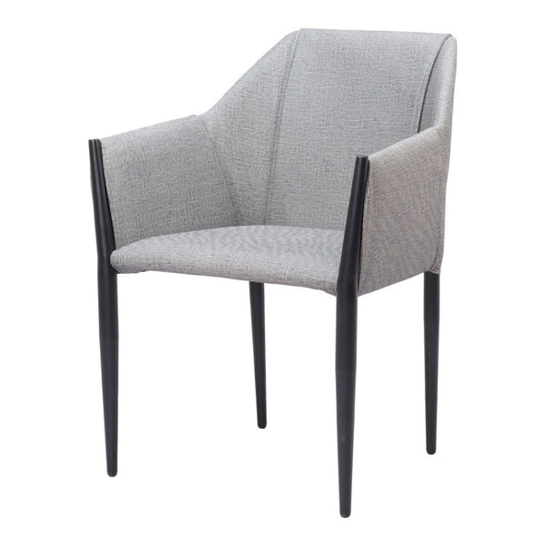HomeRoots Set of Two Modern Gray and Black Faux Leather Dining Armchairs - Stylish, Comfortable, Versatile Seating 555781