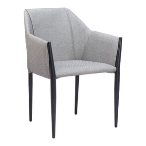 HomeRoots Set of Two Modern Gray and Black Faux Leather Dining Armchairs - Stylish, Comfortable, Versatile Seating 555781