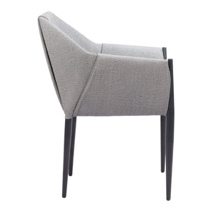 HomeRoots Set of Two Modern Gray and Black Faux Leather Dining Armchairs - Stylish, Comfortable, Versatile Seating 555781
