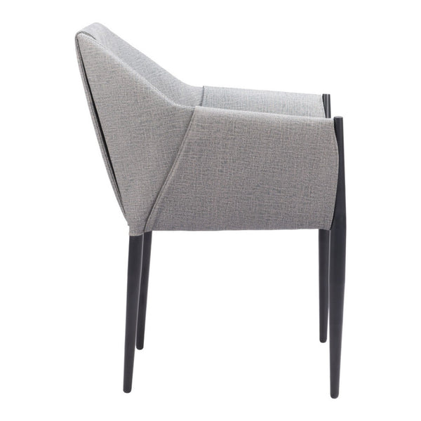 HomeRoots Set of Two Modern Gray and Black Faux Leather Dining Armchairs - Stylish, Comfortable, Versatile Seating 555781