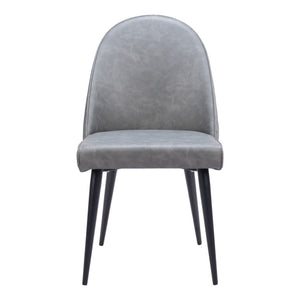 HomeRoots Set of Two Modern Gray and Black Faux Leather Dining Chairs - Stylish, Comfortable Accent Seating 555785