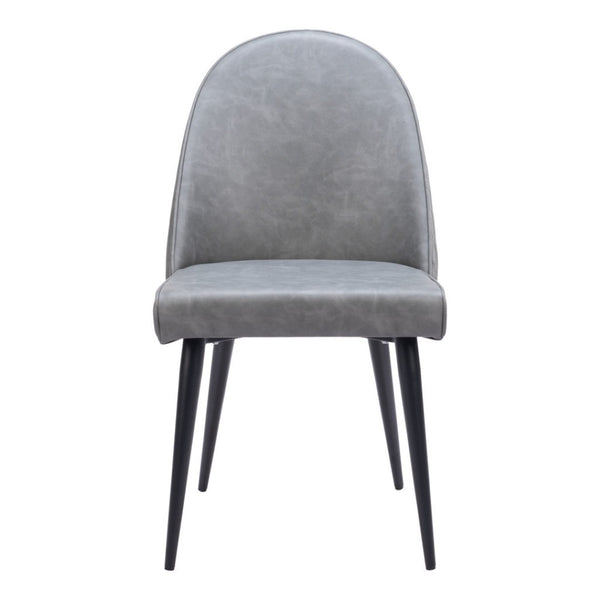HomeRoots Set of Two Modern Gray and Black Faux Leather Dining Chairs - Stylish, Comfortable Accent Seating 555785