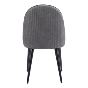 HomeRoots Set of Two Modern Gray and Black Faux Leather Dining Chairs - Stylish, Comfortable Accent Seating 555785