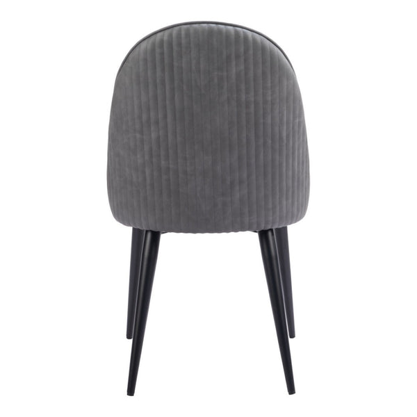 HomeRoots Set of Two Modern Gray and Black Faux Leather Dining Chairs - Stylish, Comfortable Accent Seating 555785
