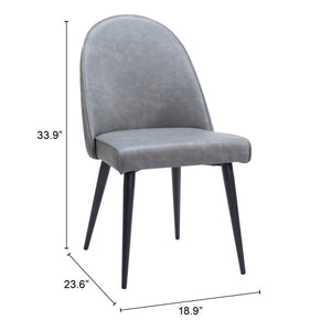 HomeRoots Set of Two Modern Gray and Black Faux Leather Dining Chairs - Stylish, Comfortable Accent Seating 555785