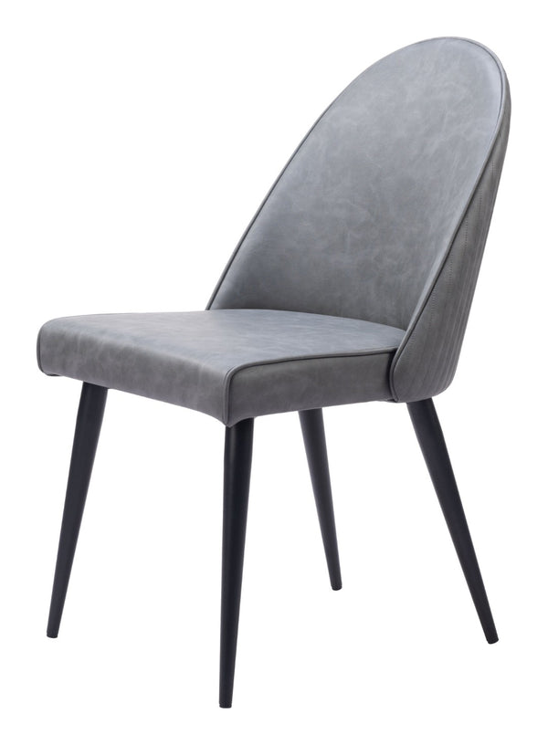 HomeRoots Set of Two Modern Gray and Black Faux Leather Dining Chairs - Stylish, Comfortable Accent Seating 555785