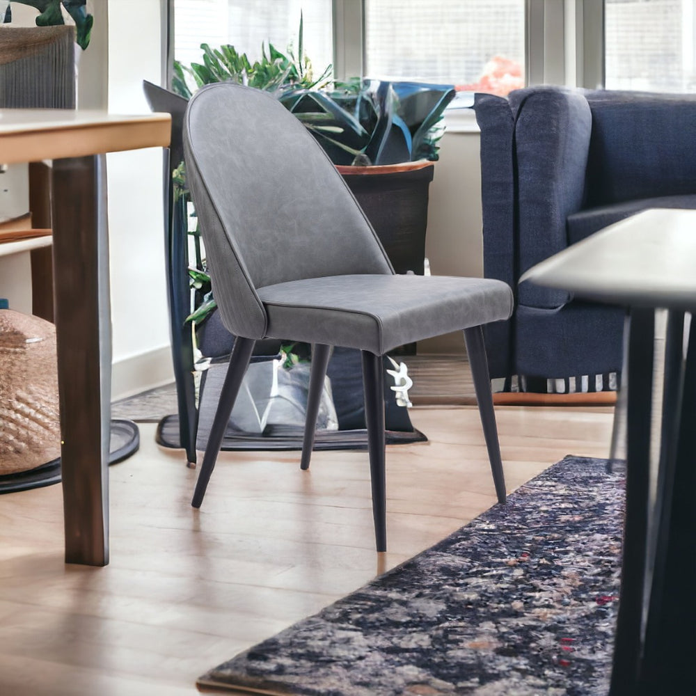 HomeRoots Set of Two Modern Gray and Black Faux Leather Dining Chairs - Stylish, Comfortable Accent Seating 555785