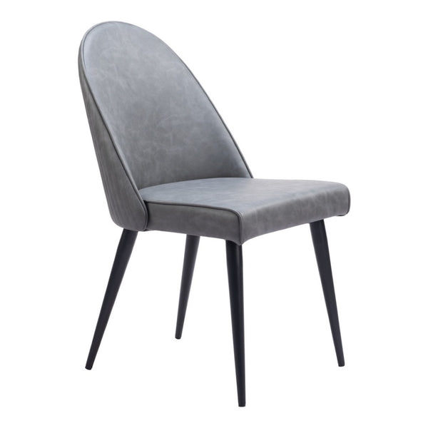 HomeRoots Set of Two Modern Gray and Black Faux Leather Dining Chairs - Stylish, Comfortable Accent Seating 555785