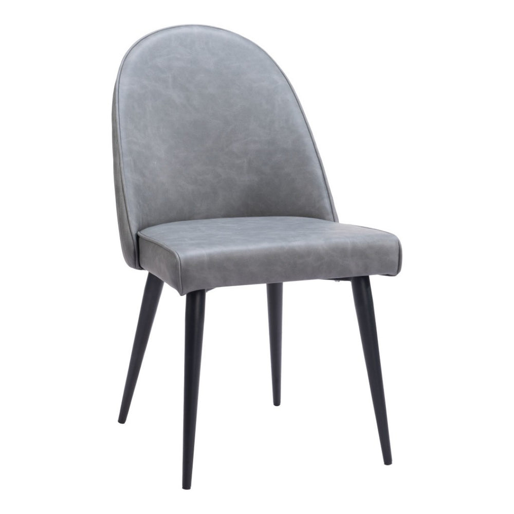 HomeRoots Set of Two Modern Gray and Black Faux Leather Dining Chairs - Stylish, Comfortable Accent Seating 555785