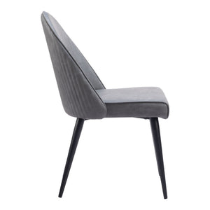HomeRoots Set of Two Modern Gray and Black Faux Leather Dining Chairs - Stylish, Comfortable Accent Seating 555785