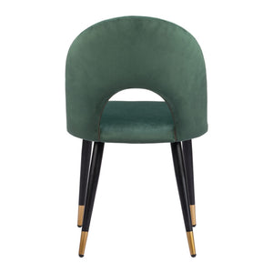 Homeroots Set Of Two Stylish Green Black & Gold Velvet Dining Chairs - Comfortable Open Back Design & Versatile   555791