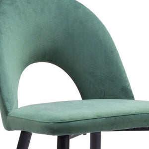 Homeroots Set Of Two Stylish Green Black & Gold Velvet Dining Chairs - Comfortable Open Back Design & Versatile   555791