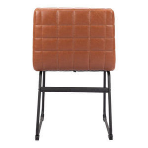 HomeRoots Set of Two Tufted Faux Leather Dining Chairs with Black Steel Legs - Modern Comfort & Style! 555792