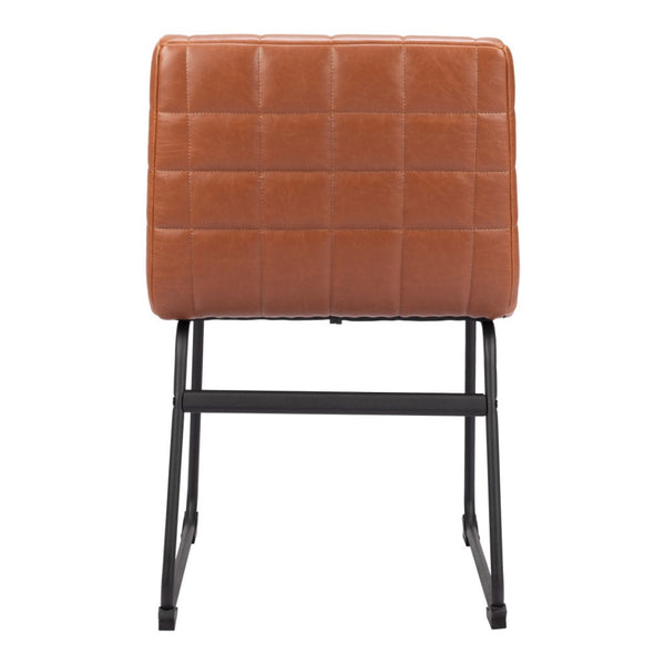 HomeRoots Set of Two Tufted Faux Leather Dining Chairs with Black Steel Legs - Modern Comfort & Style! 555792