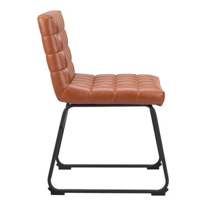 HomeRoots Set of Two Tufted Faux Leather Dining Chairs with Black Steel Legs - Modern Comfort & Style! 555792