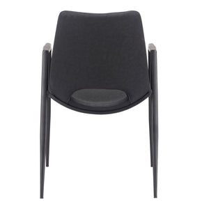 HomeRoots Set of Two Modern Black Faux Leather Dining Arm Chairs with Steel Frame for Stylish Comfort 555793