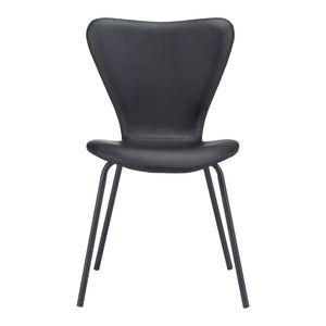 Homeroots Set Of Two Stylish Black Upholstered Faux Leather Dining Side Chairs - Versatile & Stackable Design   555794