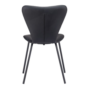 Homeroots Set Of Two Stylish Black Upholstered Faux Leather Dining Side Chairs - Versatile & Stackable Design   555794