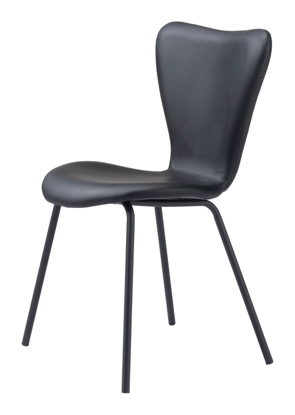 Homeroots Set Of Two Stylish Black Upholstered Faux Leather Dining Side Chairs - Versatile & Stackable Design   555794