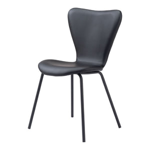 Homeroots Set Of Two Stylish Black Upholstered Faux Leather Dining Side Chairs - Versatile & Stackable Design   555794