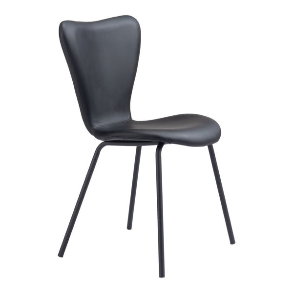 Homeroots Set Of Two Stylish Black Upholstered Faux Leather Dining Side Chairs - Versatile & Stackable Design   555794