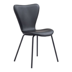 Homeroots Set Of Two Stylish Black Upholstered Faux Leather Dining Side Chairs - Versatile & Stackable Design   555794