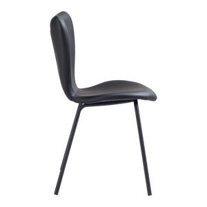 Homeroots Set Of Two Stylish Black Upholstered Faux Leather Dining Side Chairs - Versatile & Stackable Design   555794