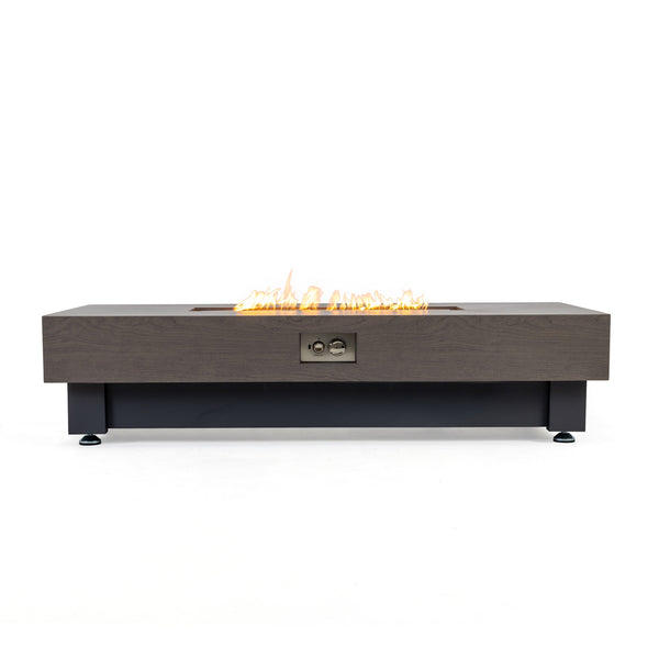English Elm 60-INCH Modern Fire Pit Table with Stainless Steel Burner, Rain Cover, Propane Heater for Patio Gatherings Black,Walnut W3131P333699