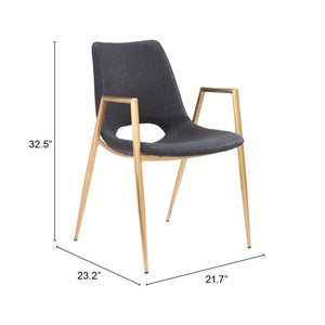 HomeRoots Set of Two Black & Gold Faux Leather Dining Arm Chairs - Modern Elegance & Comfort for Any Space 555802