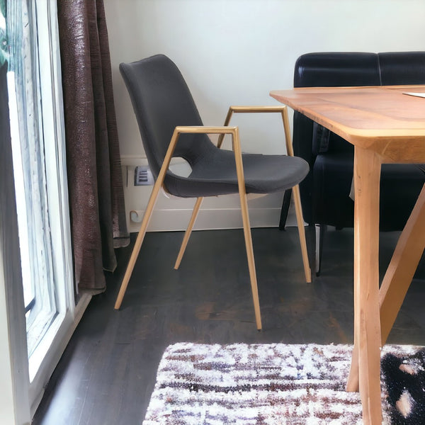 HomeRoots Set of Two Black & Gold Faux Leather Dining Arm Chairs - Modern Elegance & Comfort for Any Space 555802
