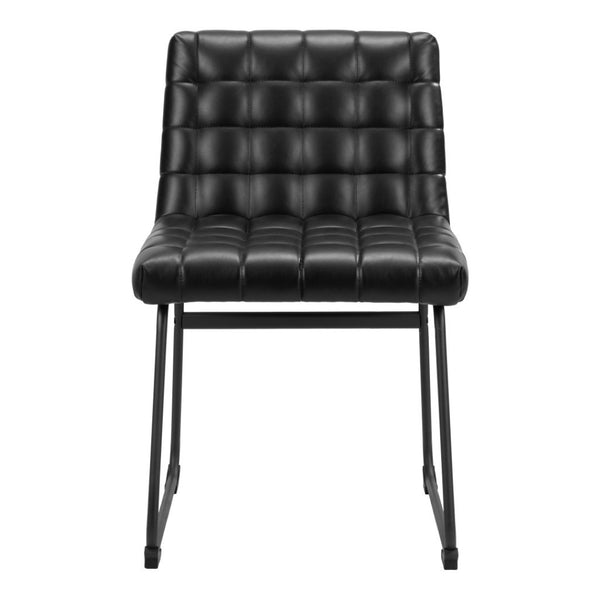 HomeRoots Set of Two Stylish Tufted Black Faux Leather Dining Chairs - Versatile Comfort for Any Space 555804