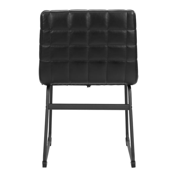 HomeRoots Set of Two Stylish Tufted Black Faux Leather Dining Chairs - Versatile Comfort for Any Space 555804