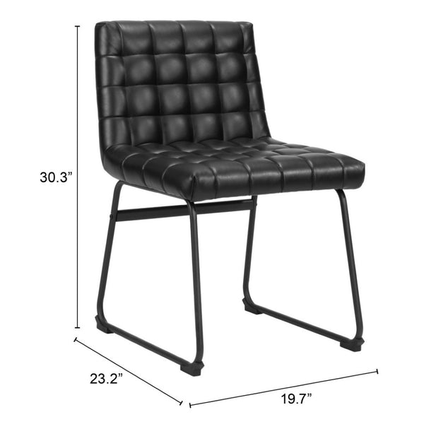 HomeRoots Set of Two Stylish Tufted Black Faux Leather Dining Chairs - Versatile Comfort for Any Space 555804