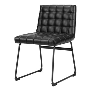 HomeRoots Set of Two Stylish Tufted Black Faux Leather Dining Chairs - Versatile Comfort for Any Space 555804
