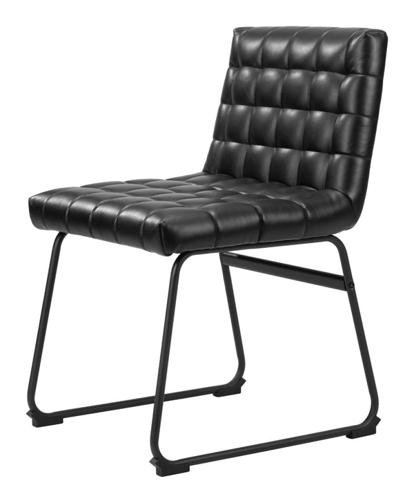 HomeRoots Set of Two Stylish Tufted Black Faux Leather Dining Chairs - Versatile Comfort for Any Space 555804