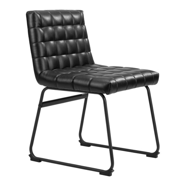 HomeRoots Set of Two Stylish Tufted Black Faux Leather Dining Chairs - Versatile Comfort for Any Space 555804