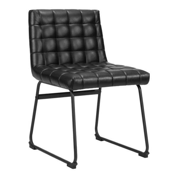 HomeRoots Set of Two Stylish Tufted Black Faux Leather Dining Chairs - Versatile Comfort for Any Space 555804