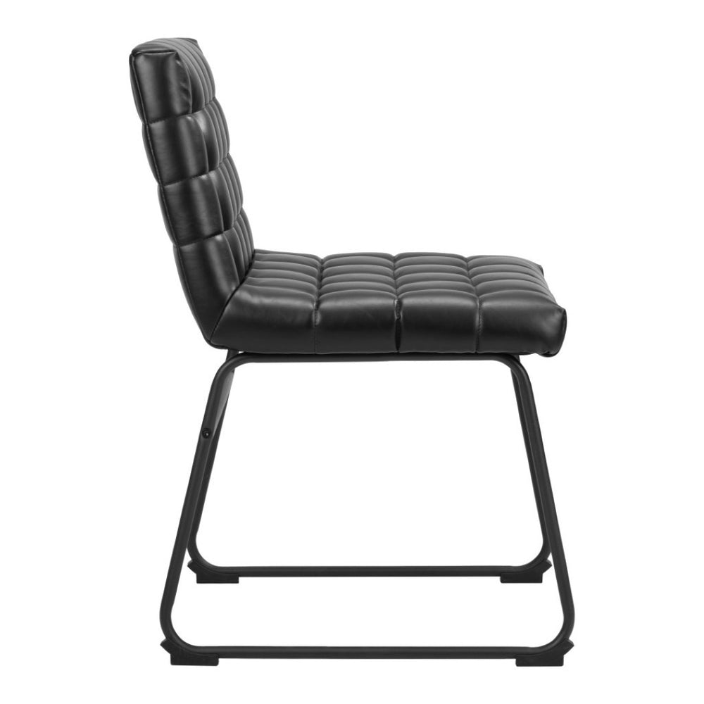 HomeRoots Set of Two Stylish Tufted Black Faux Leather Dining Chairs - Versatile Comfort for Any Space 555804